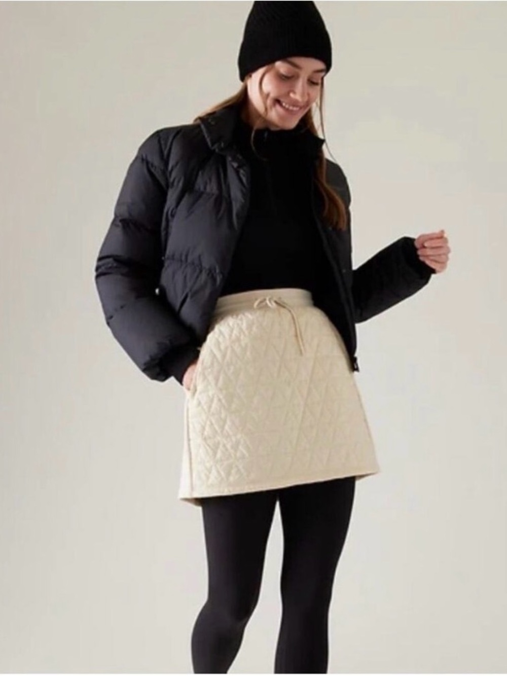 Athleta Solistice quilted Skirt US 10 ivory NEW